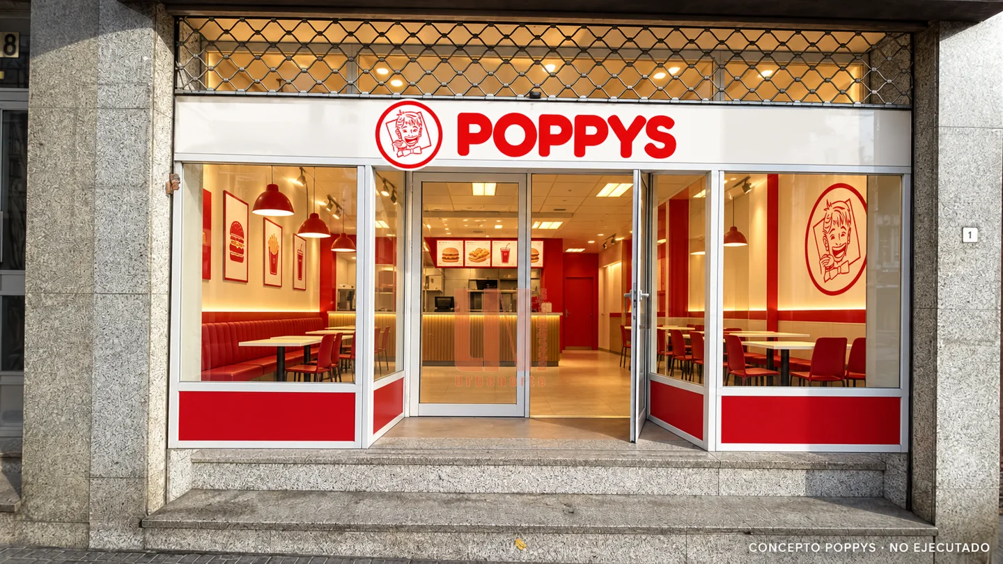 Concepto POPPYS sobre foto de una fachada en A Coruña