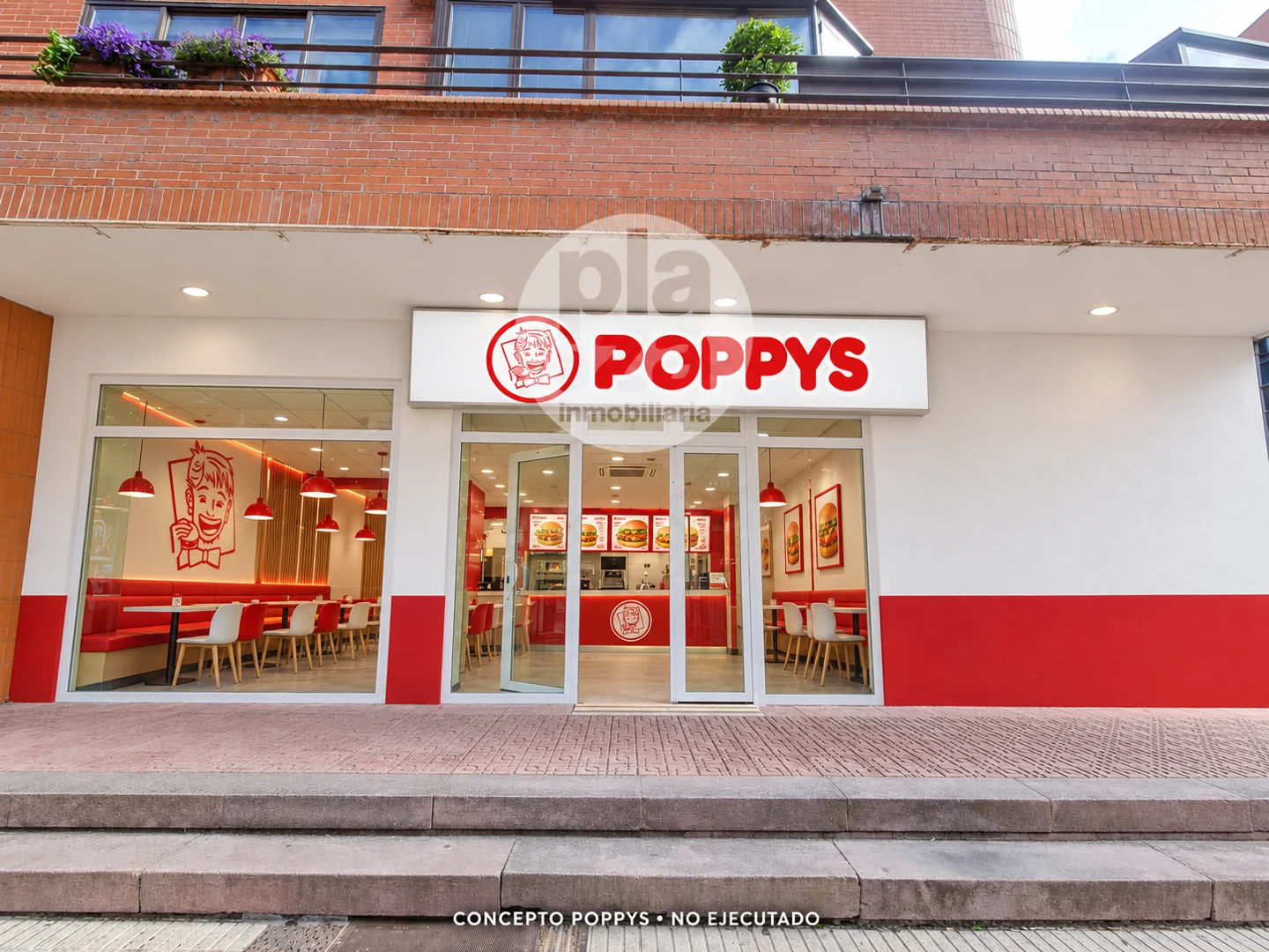 Concepto POPPYS sobre foto de una fachada en Burgos