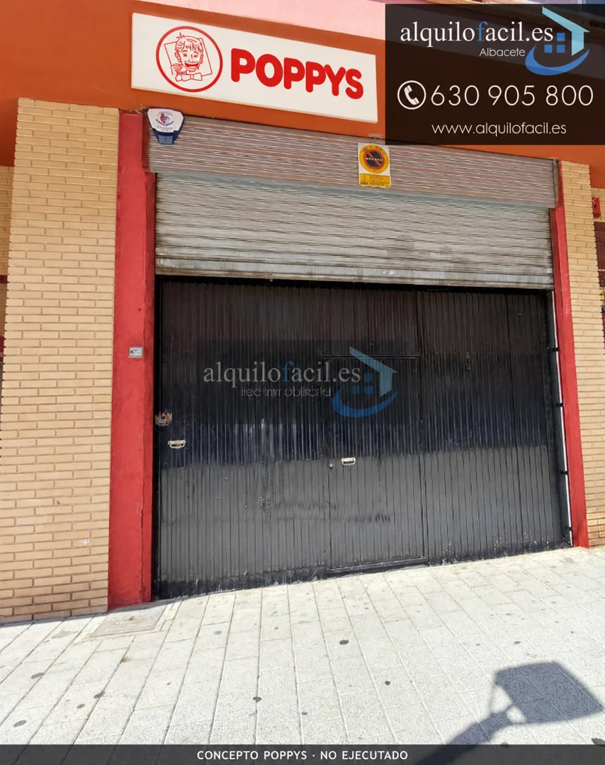 Concepto POPPYS sobre foto de una fachada en Albacete