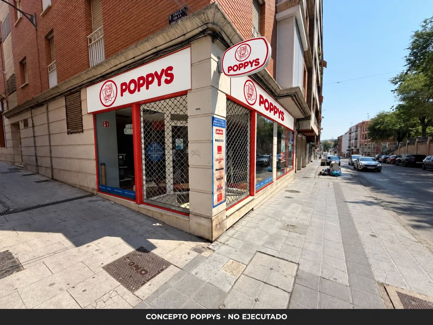 Concepto POPPYS sobre foto de una fachada en Guadalajara