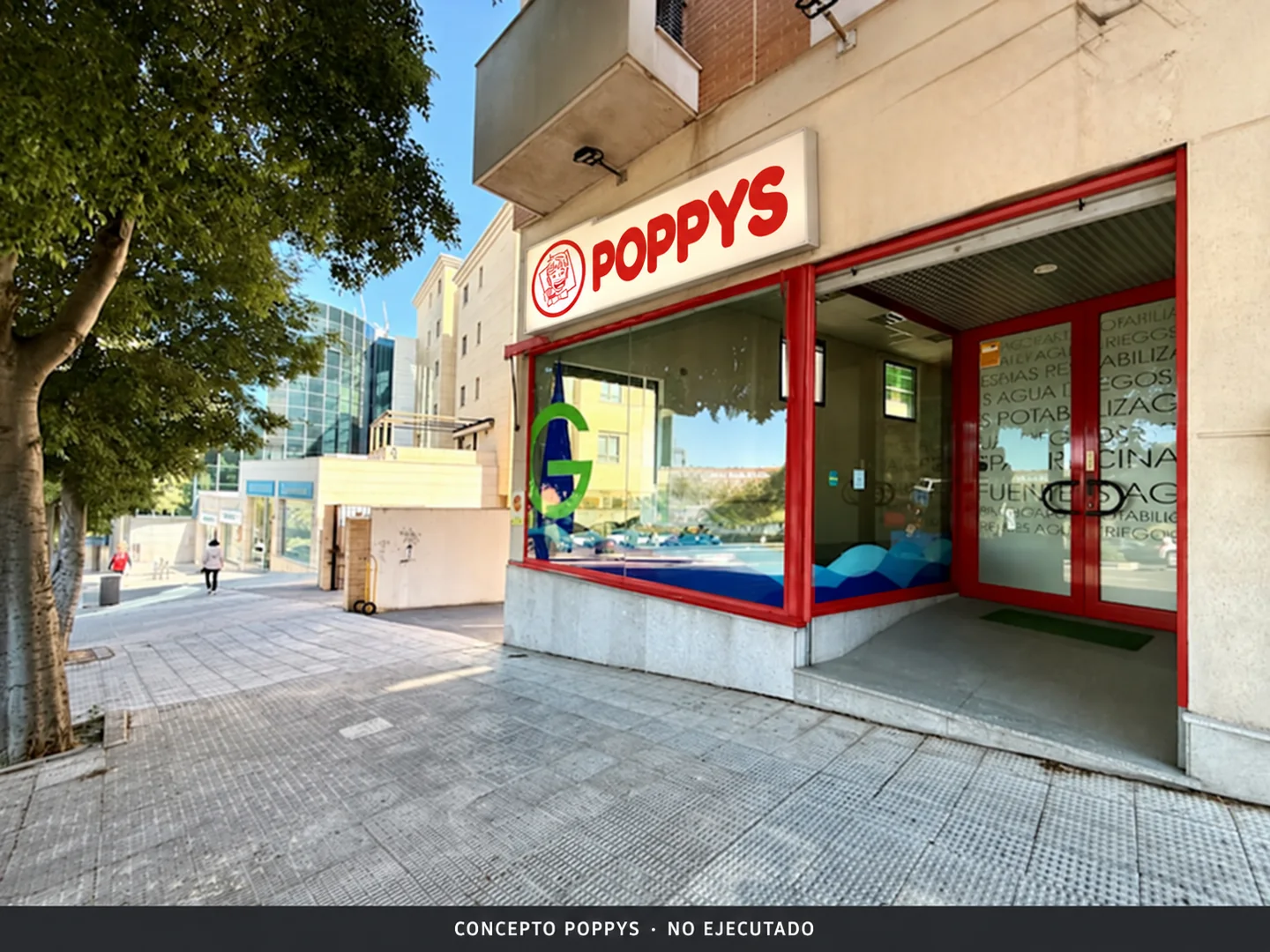 Concepto POPPYS sobre foto de una fachada en Toledo