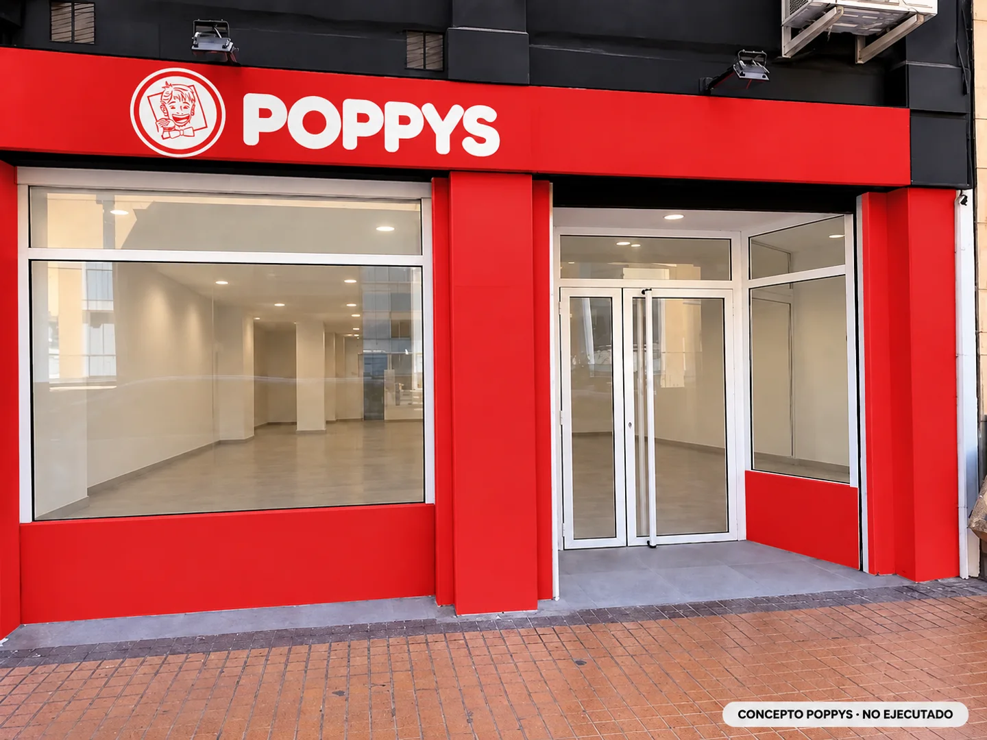 Concepto POPPYS sobre foto de una fachada en Cartagena