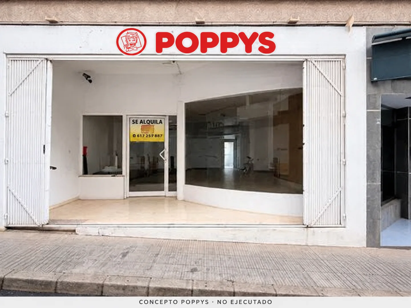 Concepto POPPYS sobre foto de una fachada en Calpe