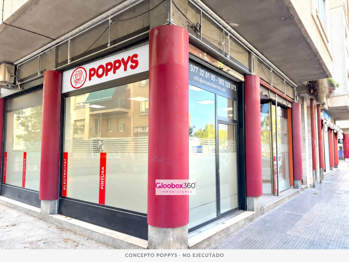 Concepto POPPYS sobre foto de una fachada en Reus